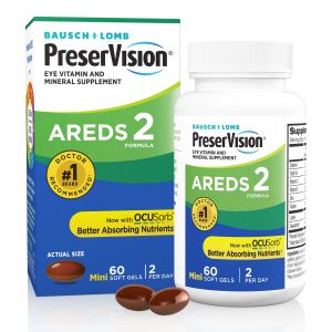 PreserVision® AREDS 2 Formula + Multivitamin, Eye Vitamin and Mineral Supplement with Lutein & Zeaxanthin–From Bausch + Lomb, 60 Soft Gels (MiniGels)"