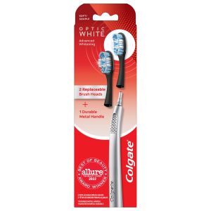 Colgate Keep Optic White Replaceable Head Toothbrush Starter Kit, 2 Brush Heads"