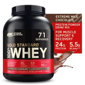 Optimum Nutrition, Gold Standard 100% Whey Protein Powder, Extreme Milk Chocolate, 5 lb, 71 Servings"