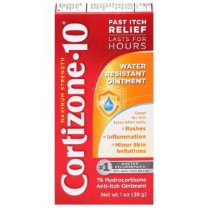 Cortizone-10 Maximum Strength 1% Hydrocortisone Anti-Itch Water Resistant Ointment 1oz 2pk