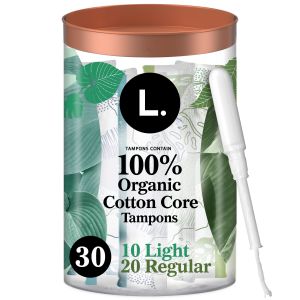 L. Organic Cotton Tampons DuoPack - Light/Regular Absorbency, 30 Ct"