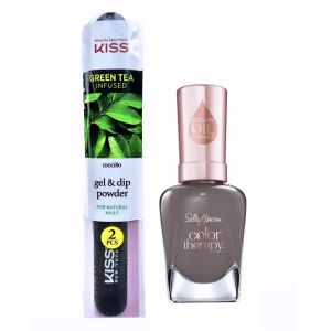 Two Kiss gel & dip powder with Nails Sally Hansen Slate Escape 141 Color