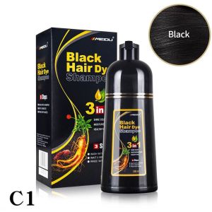 Meidu 3 in 1 Natural Hair Dye Ginger Color Shampoo for Men and Women 500ml- Black