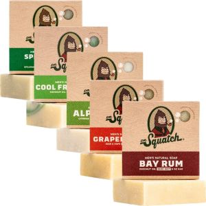 Dr. Squatch All Natural Bar Soap for Men, 5 Bar Variety Pack - Cool Fresh Aloe, Alpine Sage, Spearmint, Bay Rum and Grapefruit IPA CoolFreshAloe/AlpineSage/Mint/BayRum/Grapefruit"