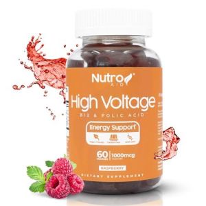 Nutroaid Folic Acid B12 Vitamins Gummies - Vitamin B12 Supplement - Folic Acid Energy Gummies - Support Immune System Vitamins - High Voltage with Pur