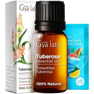 Gya Labs Tuberose Essential Oil Diffuser - 100% Natural Tuberose Oil for Massage with Aroma Mask Patch - Tuberose Oil for Skin, DIY, Perfumes, Fragran