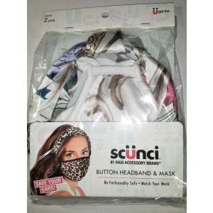 Scunci 2Pcs Woman Girl Mask&Button Headband Pattern