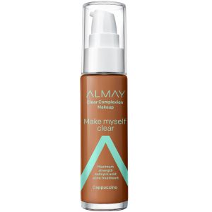 Almay Clear Complexion Makeup, Hypoallergenic, Cruelty Free, Fragrance Free, Dermatologist Tested Foundation, 1.0 oz - 900 Cappuccino"