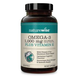 NatureWise High-Potency 1000mg Omega 3 with 600mg EPA, 400mg DHA, & Vitamin E - Supplement for Heart, Brain & Immune Support for Men & Women, 180ct -