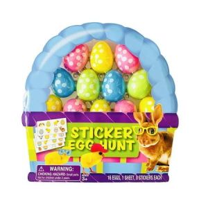 Bunnies & Chicks Sticker Egg Hunt - 16 Eggs 1 Sheet 8 Stickers Each