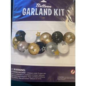 Balloon Garland Kit - 15 Latex, 6 Foil Cutouts, 1 Roll Mounting Tape & More