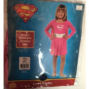 Girls Supergirl HALLOWEEN COSTUME X-SMALL 3-4 or SMALL 4-6 Dress W Attached Cape