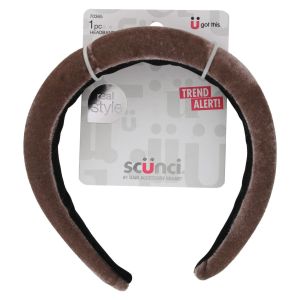 Scunci U Got This Real Style Velvet Headband, Brown, 1-Piece