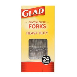 Glad Crystal Clear Plastic Forks, 24 Count | Clear, Heavy Duty Plastic Forks for Everyday Use| Glad Disposable Cutlery Plastic Forks | Strong Disposab