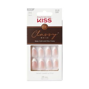 KISS Classy Press-On Nails, White French Tips, Medium Length, Almond Shape, 31 Ct."