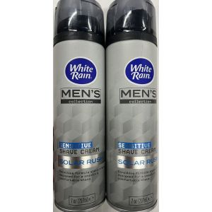 Lot of 2 White Rain Men's Collection Sensitive Shave Cream Solar Rush - 7 Oz Ea.