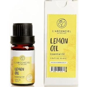 L'ARCENCIEL SKINCARE 100% Pure and Natural Lemon Essential Oil - Steam-Distilled for Skin, Diffusers, Aromatherapy, and Cleaning (0.34 FL OZ)