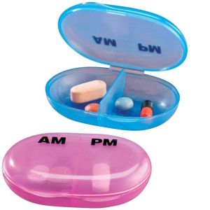 Carex Apex Am/Pm Plastic Med Pack, Daily Travel Pill Case, Holds up to 25 Tablets, 2 Count"