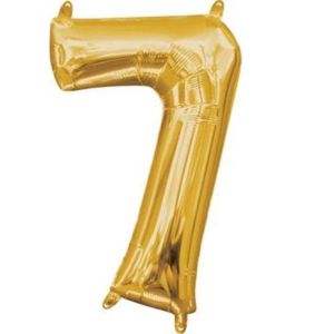 Anagram 78536 16 in. Number 7 Gold Shape Air Fill Foil Balloon