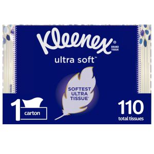 Kleenex Ultra Soft Facial Tissues 1 Flat Box 110 White Tissues per Box 3-Ply (110 Total)