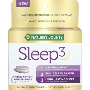 Nature’s Bounty Sleep3 Melatonin Supplement Tablets, 10mg, 60 Count"