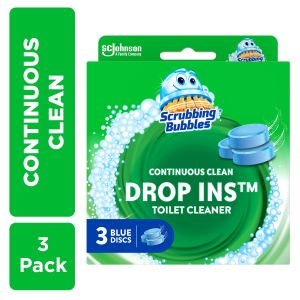 Scrubbing Bubbles Continuous Clean Drop-Ins - One Toilet Bowl Cleaner Tablet Lasts Up to 4 Weeks, 3 Blue Discs, 4.23 oz"