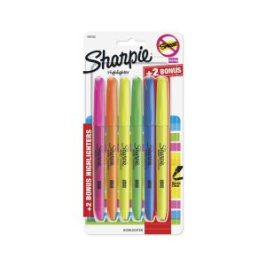 Sharpie Pocket Style Highlighters Chisel Tip Assorted Colors Includes 2 Bonus Highlighters 6 Count