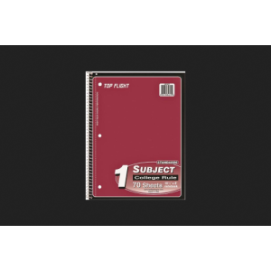 Top Flight 1 Subject College Rule Notebook 70 Sheets Quantity 1 Notebook Color May Vary