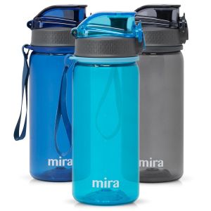 MIRA 25 Oz Pacific Blue Plastic Water Bottle with Wide Mouth and Flip-Top Lid