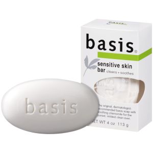 Basis Sensitive Skin Bar Soap, Unscented Soap Bar for Sensitive Skin, 4 Oz Bar"