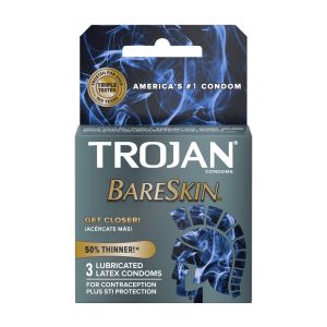 Trojan Sensitivity Bareskin Lubricated, Latex Condoms, 3ct"