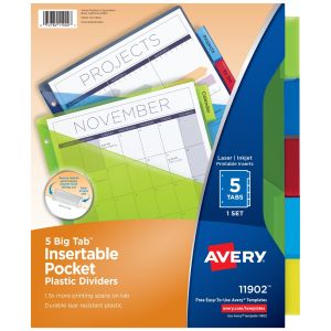 Avery Big Tab Plastic Dividers, 5-Tab (11902)"