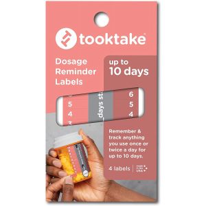 TOOKTAKE 10 day Dosage Reminder Labels for Vitamins and Medication in all forms.