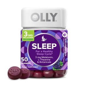 OLLY Sleep Gummy Supplement, 3mg Melatonin, L Theanine, Chamomile, Blackberry Flavor, 50 Ct"