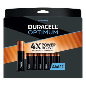 Duracell Optimum AAA Battery with 4X POWER BOOST™, 1.5V, 12 Pack Resealable Package"