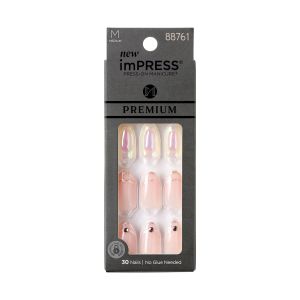 KISS imPRESS Premium Medium Almond Press-On Nails, Glossy Pink, 30 Pieces"