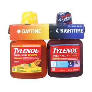 Tylenol Cold + Flu Severe Daytime & Nighttime Liquid Cough Medicine, 2 ct. of 8 fl. Oz"