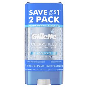 Gillette Antiperspirant Deodorant for Men, Clear Gel, Cool Wave, Twin Pack, 3.8oz"