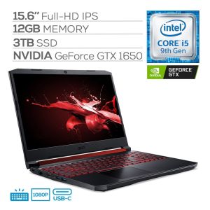 Acer Nitro 5 Gaming Laptop, 15.6"" IPS Full HD, NVIDIA GTX 1650, Core i5-9300H up to 4.10 GHz, 12GB RAM, 3TB SSD, Backlit, RJ-45 Ethernet, Wi-Fi 6, USB-C, Win 10"