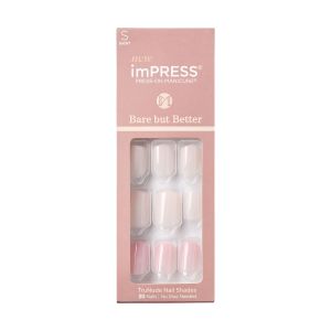 KISS imPRESS Bare but Better Press-on Nails, ‘Effortless Finish’, 30 Count"