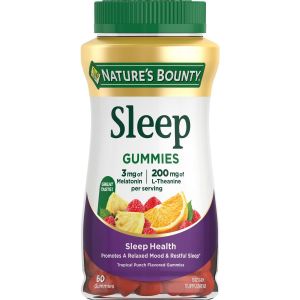 Nature’s Bounty Sleep Gummies, Melatonin 3mg, Sleep Support Supplement, Topical Punch, 60 Ct"