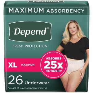 Depend Fresh Protection Women's Incontinence & Postpartum Bladder Leak Underwear, XL, 26 Count"