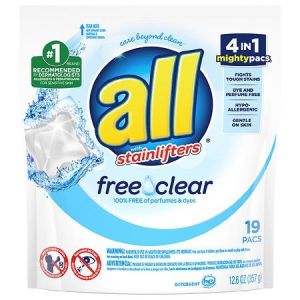 All Mighty Pacs Laundry Detergent, Free Clear for Sensitive Skin, 19 Ct | CVS