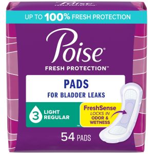 Poise Incontinence Pads & Postpartum Incontinence Pads, 3 Drop Light Absorbency, Regular Length, 54 Count"