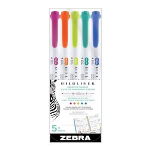 Zebra - Mildliner Ens De 5 Couleurs Doux Rafraichissant, Packet De 5, Paquet De 5