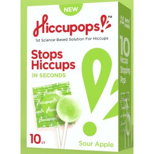 Hiccupops - Lollipops that Stop Hiccups - Sour Apple 10Ct