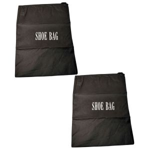 Black Shoe Bag With Drawstring Closure Travel Storage Set of 2