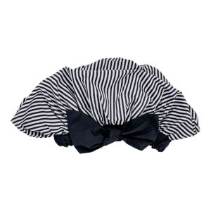 Conair Comfy & Dry Shower Cap with Bow, Black and White Stripes"