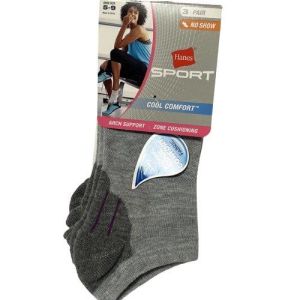 Hanes Sport Women's Cool Comfort No Show Socks Sz 5-9 3 Pairs