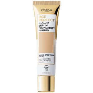 L'Oreal Paris Age Perfect Radiant Serum Foundation Makeup, 15 Rose Ivory, 1 fl oz"